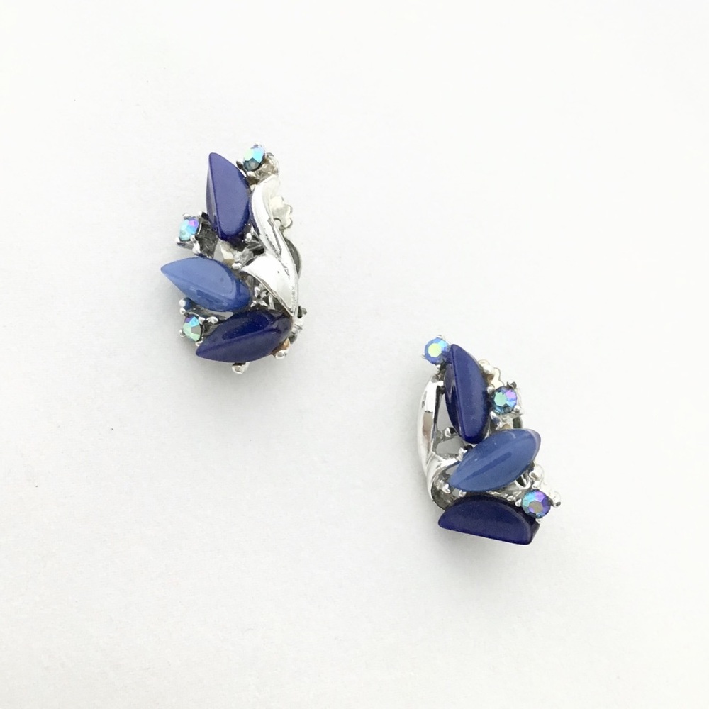 Vintage Royal Blue Stone Clips